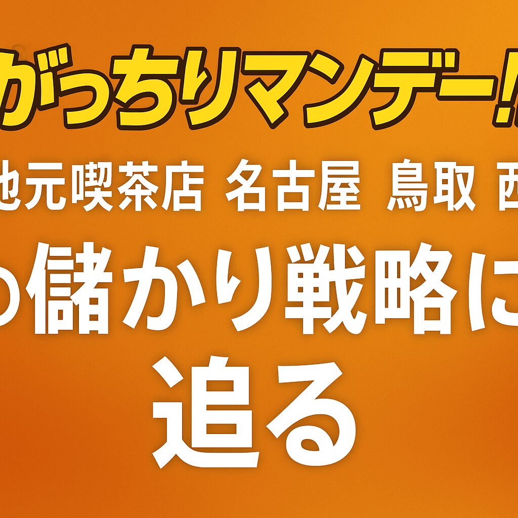 名古屋・鳥取・西東京で話題の「儲かる地元喫茶店」を徹底解説！0円サービスや話題のすなば珈琲、マダムに大人気フルーツサンド店まで、がっちりマンデー最新放送内容をもとに成功の秘密と地域密着型経営のヒントを分かりやすく紹介。カフェ経営や地域ビジネスの参考に！