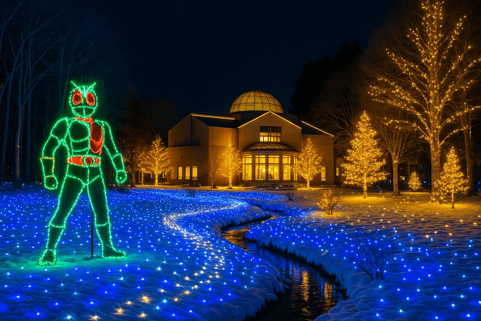 石ノ森章太郎ふるさと記念館で2025年冬「光のページェント」開催。3万5千球のイルミネーションとオルゴールの音色が彩る幻想の夜。家族連れ・カップルも安心して楽しめる登米市の冬限定イベントを徹底ガイド。