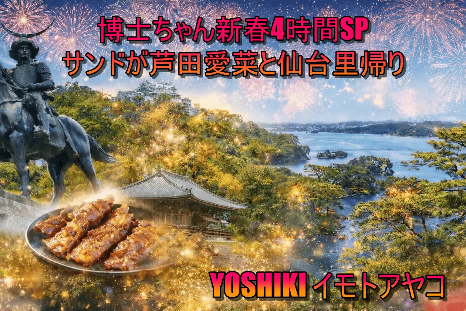 博士ちゃん新春4時間SPを先取り解説。サンドウィッチマンと芦田愛菜の仙台里帰り、博士ちゃんの学び、地元グルメ、YOSHIKIとイモト登場まで網羅。