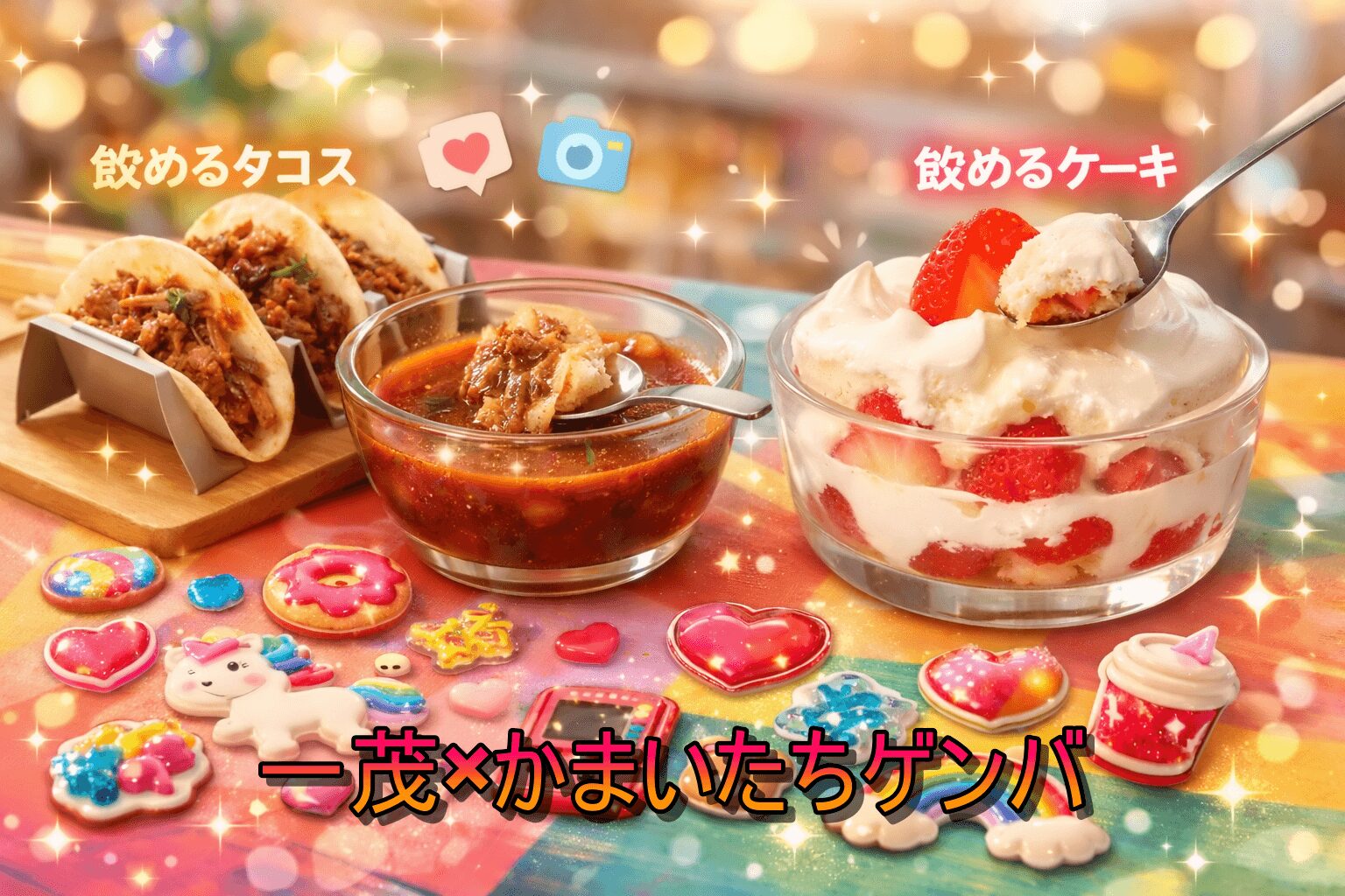 一茂×かまいたちゲンバ 飲めるタコス 飲めるケーキ ぷっくりシール交換