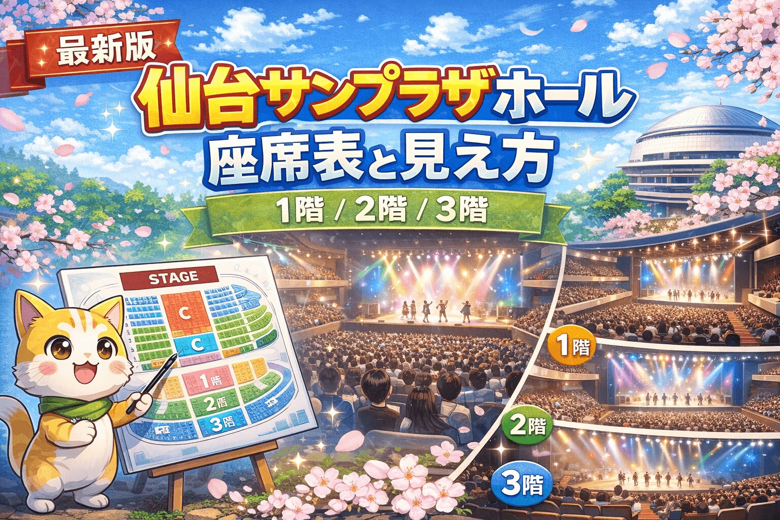 【最新版】仙台サンプラザホール座席表と見え方（1階/2階/3階）