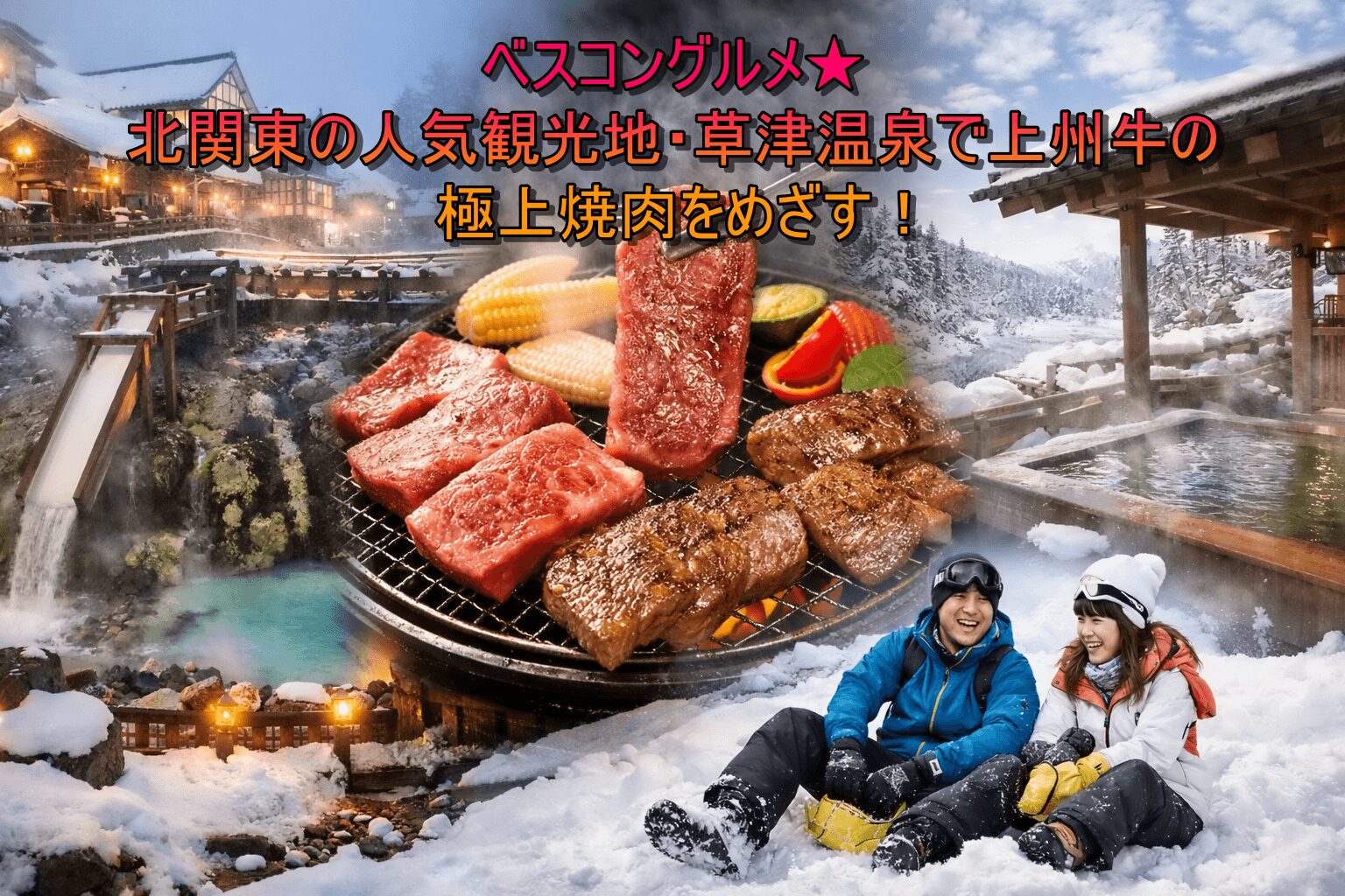 ベスコングルメ 上州牛の極上焼肉草津温泉を歩いて味わう旅！髙木菜那・庄司智春