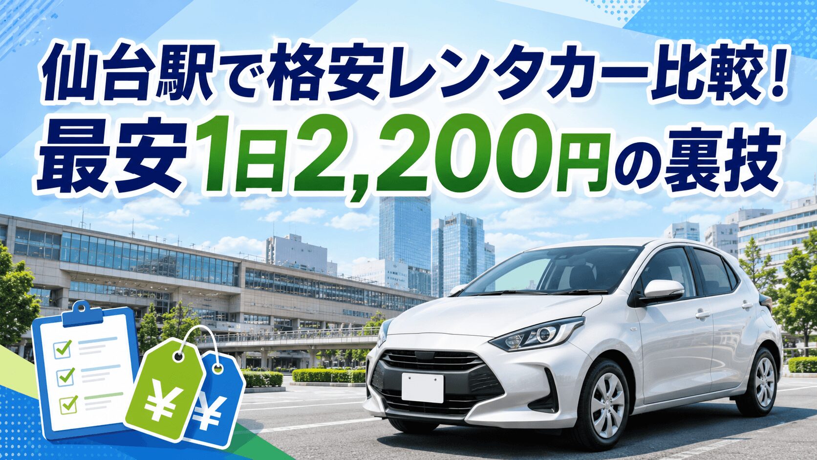 仙台駅で格安レンタカー比較!最安1日2,200円の裏技とは?