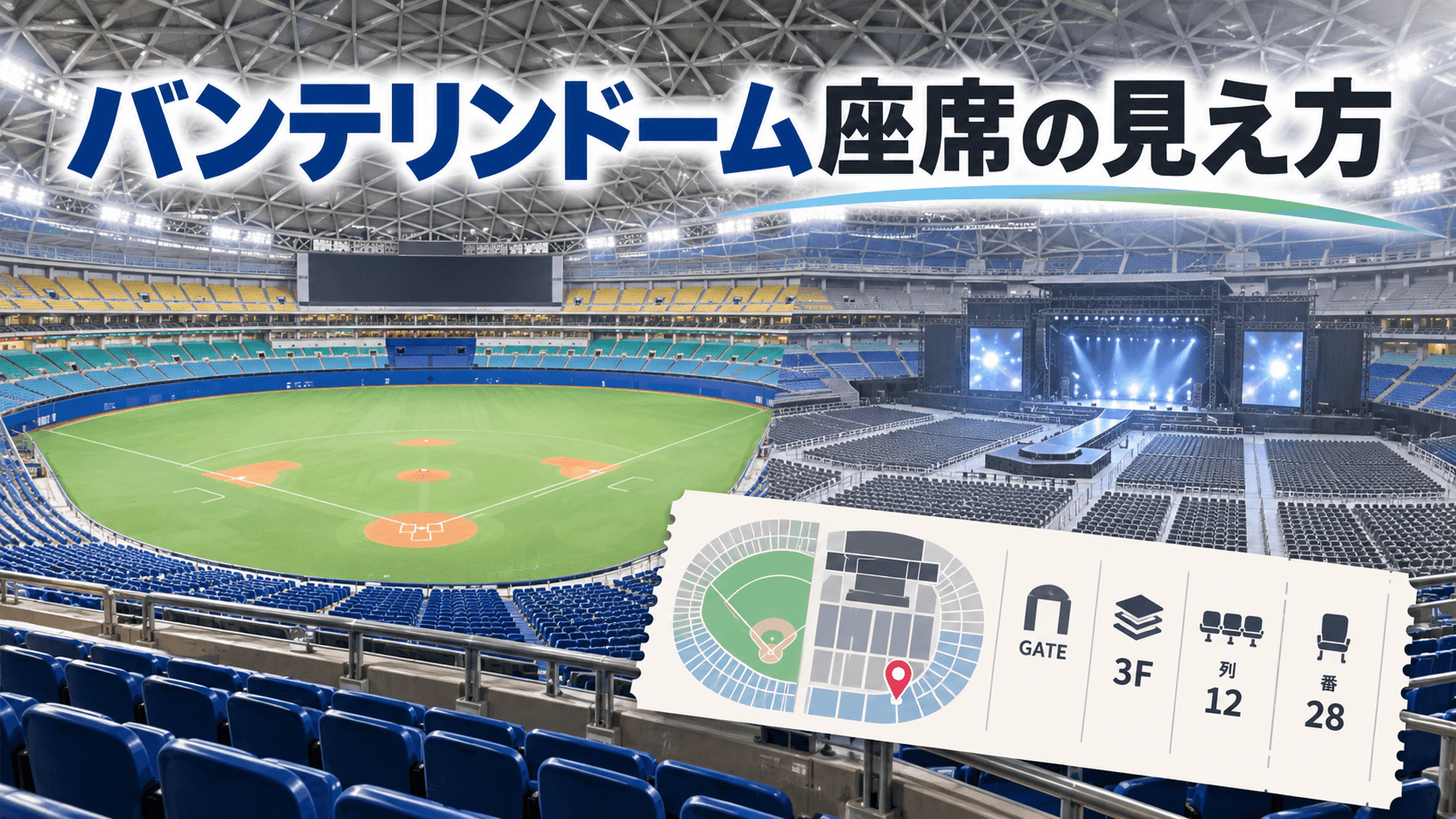 バンテリンドーム座席の見え方は?ゲート・階層・列番号から先読み