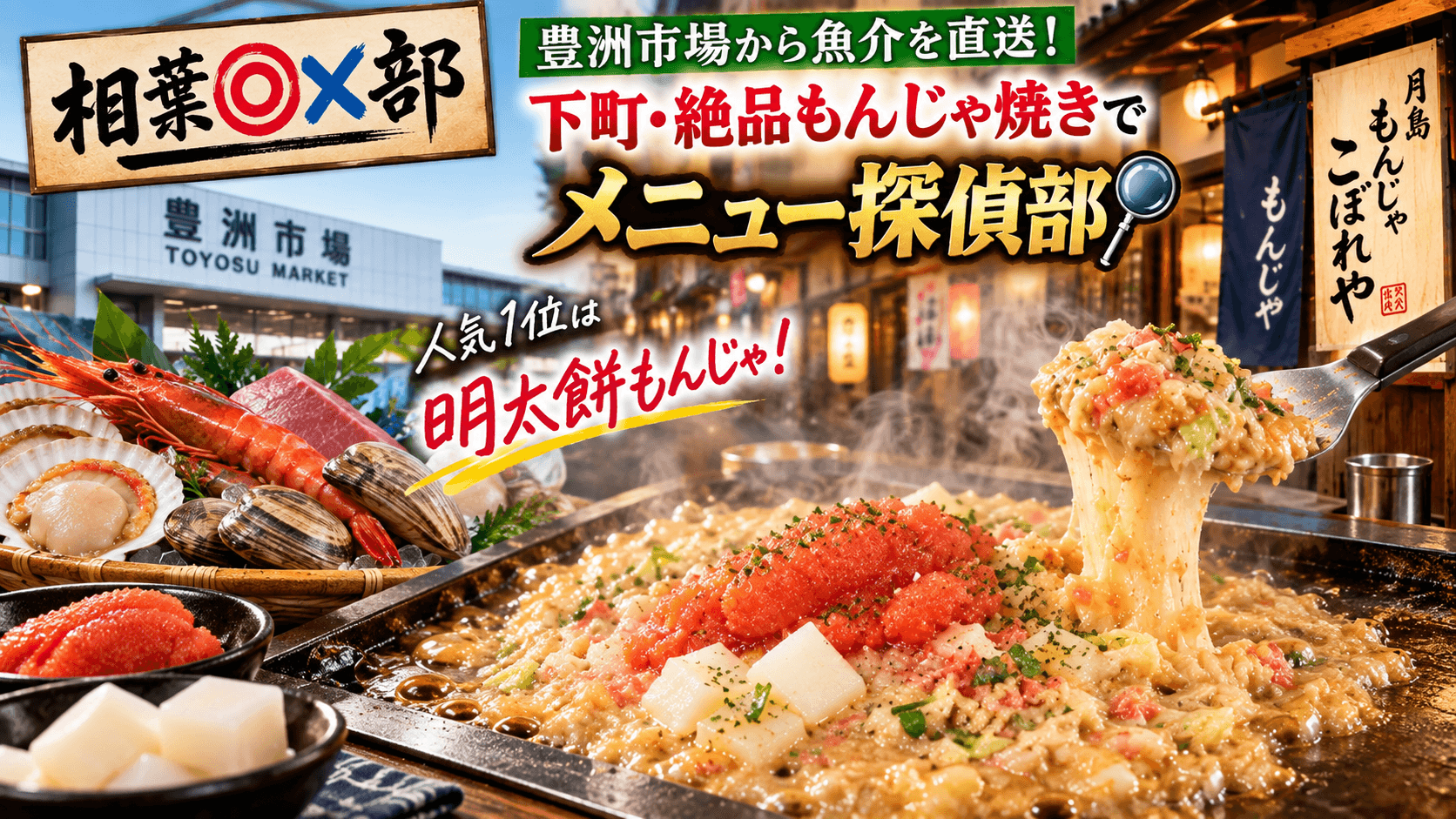 相葉◎×部 メニュー探偵部が月島こぼれやへ！幻のもんじゃを調査！9月19日（土）放送